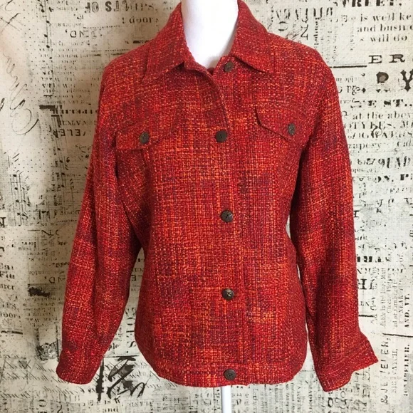 Coldwater Creek Plus Pea Coat 1X Tweed Button down - Picture 1 of 8